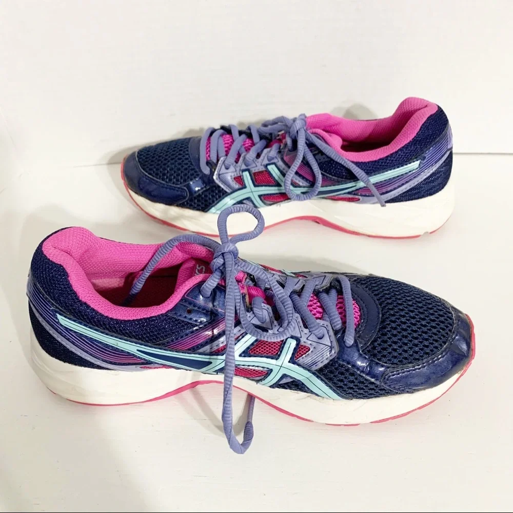 Asics Gel-Contend 3 T5F9N Running Athletic Walking Lace Up Shoes Pink/Teal/Navy